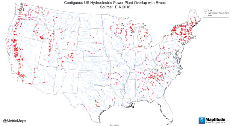 Contiguous US Hydroelectric Power Plant Overlap with Rivers - The Big ...