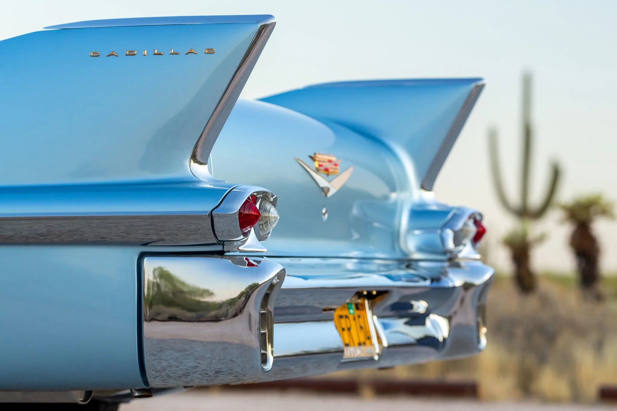 Emblem, Tail Fin Script, 1958 Cadillac Sixty Special, Pair @